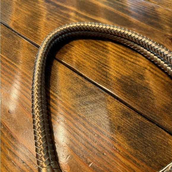 Marc Fisher Bronze Metallic & Gold Sequin Basket Weave Faux Leather Shoulder Bag - Picture 5 of 12